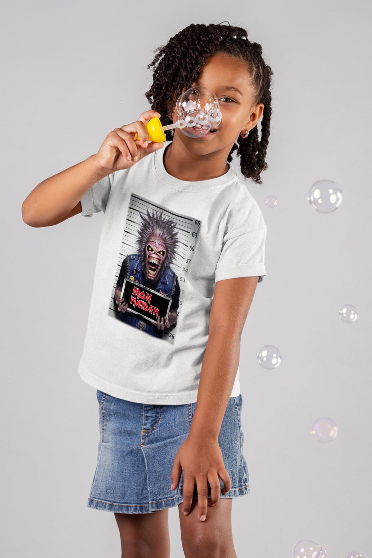 Iron Maiden Baskılı Beyaz Unisex Çocuk Tişört