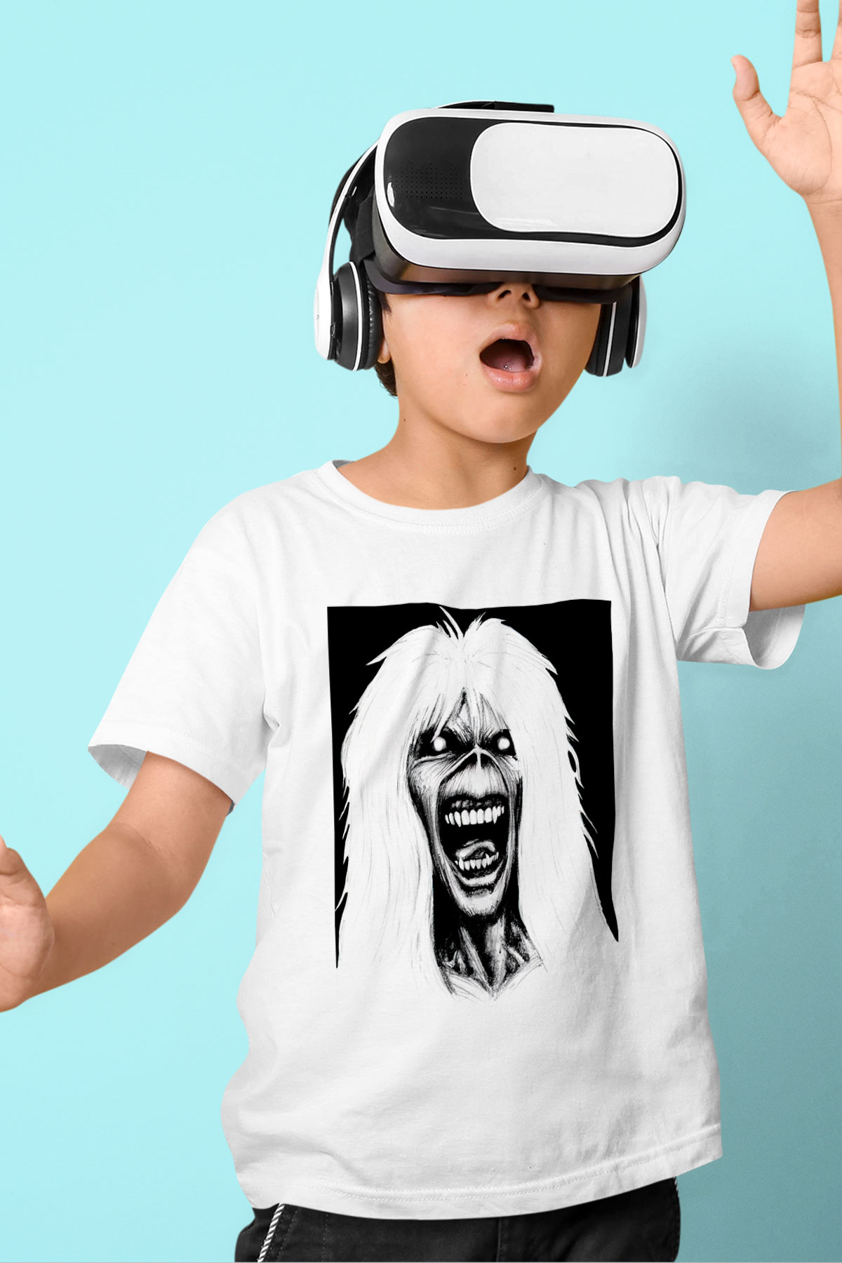 Iron Maiden Baskılı Beyaz Unisex Çocuk Tişört