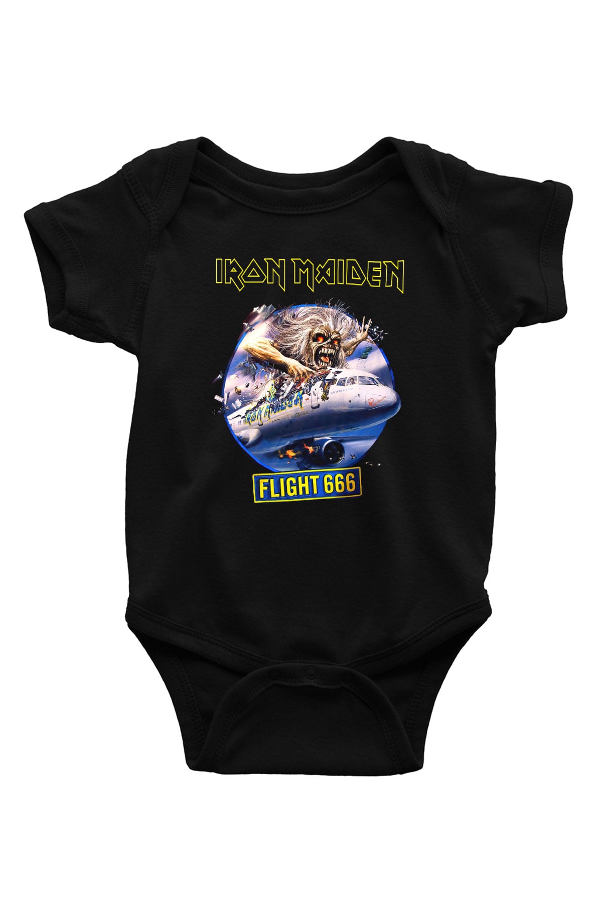 Iron Maiden Baskılı Siyah Bebek Body - Zıbın