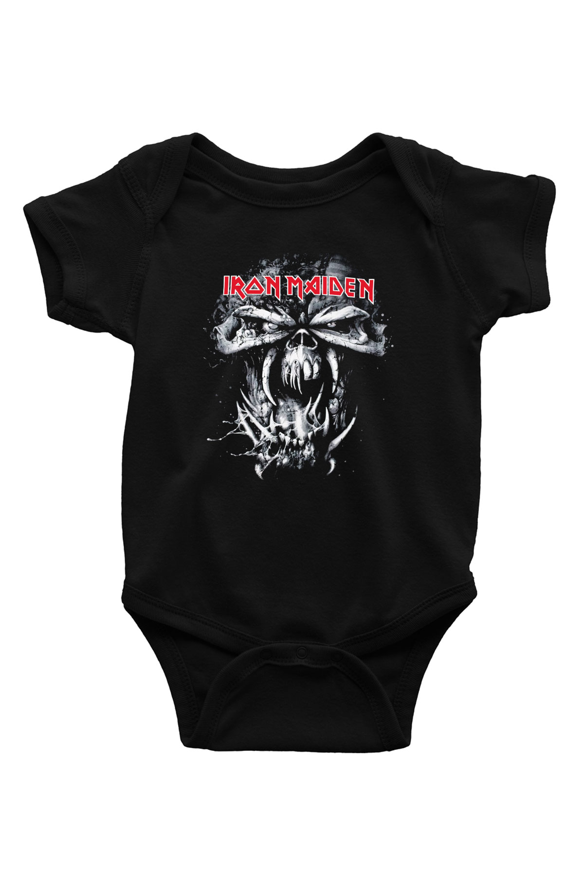 Iron Maiden Baskılı Siyah Bebek Body - Zıbın