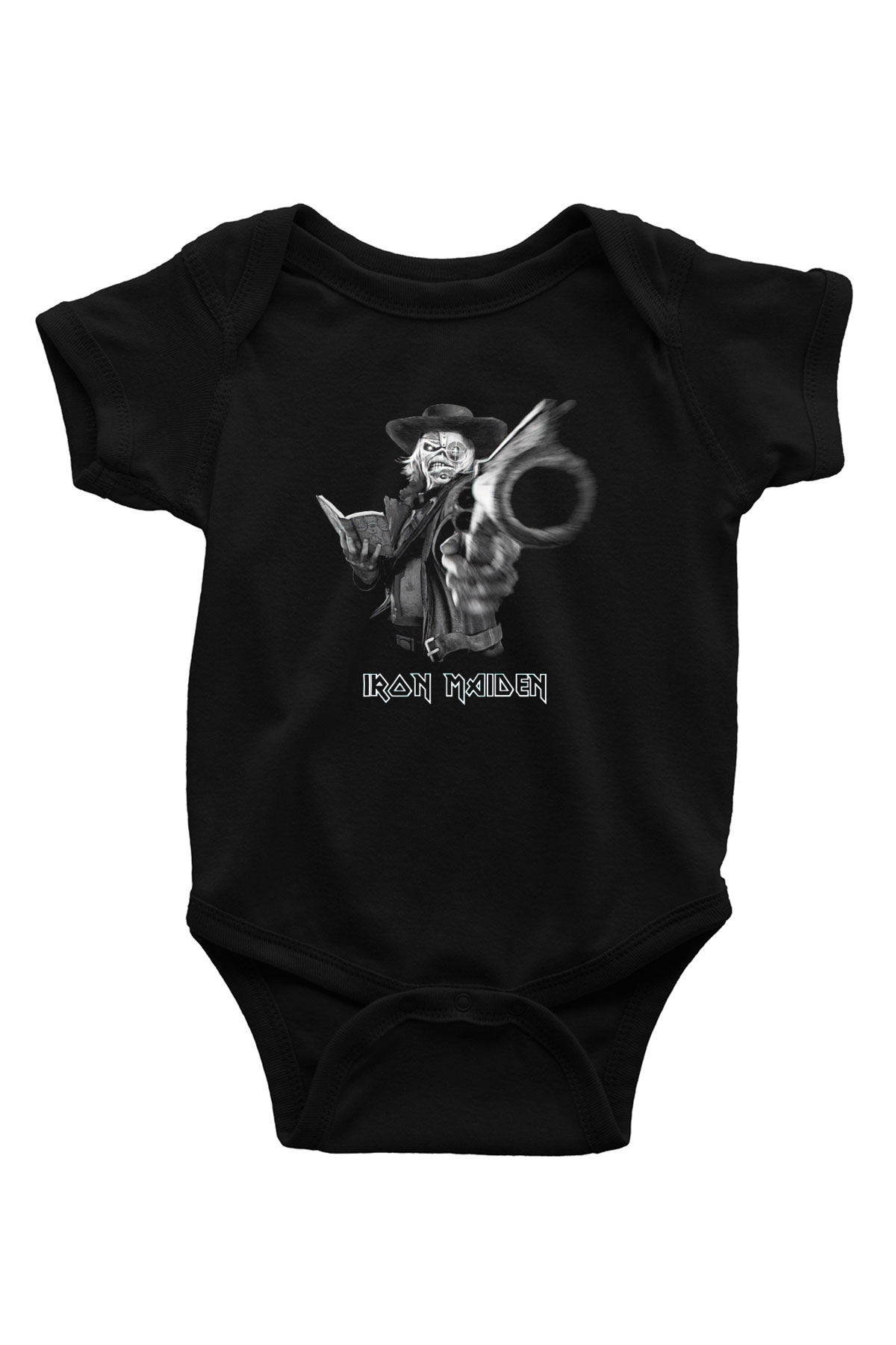 Iron Maiden Baskılı Siyah Bebek Body - Zıbın