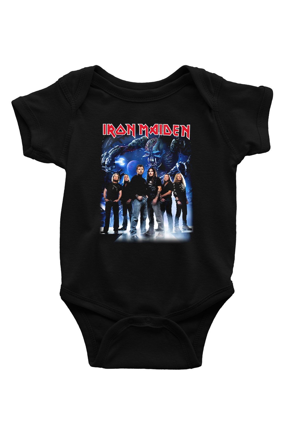 Iron Maiden Baskılı Siyah Bebek Body - Zıbın