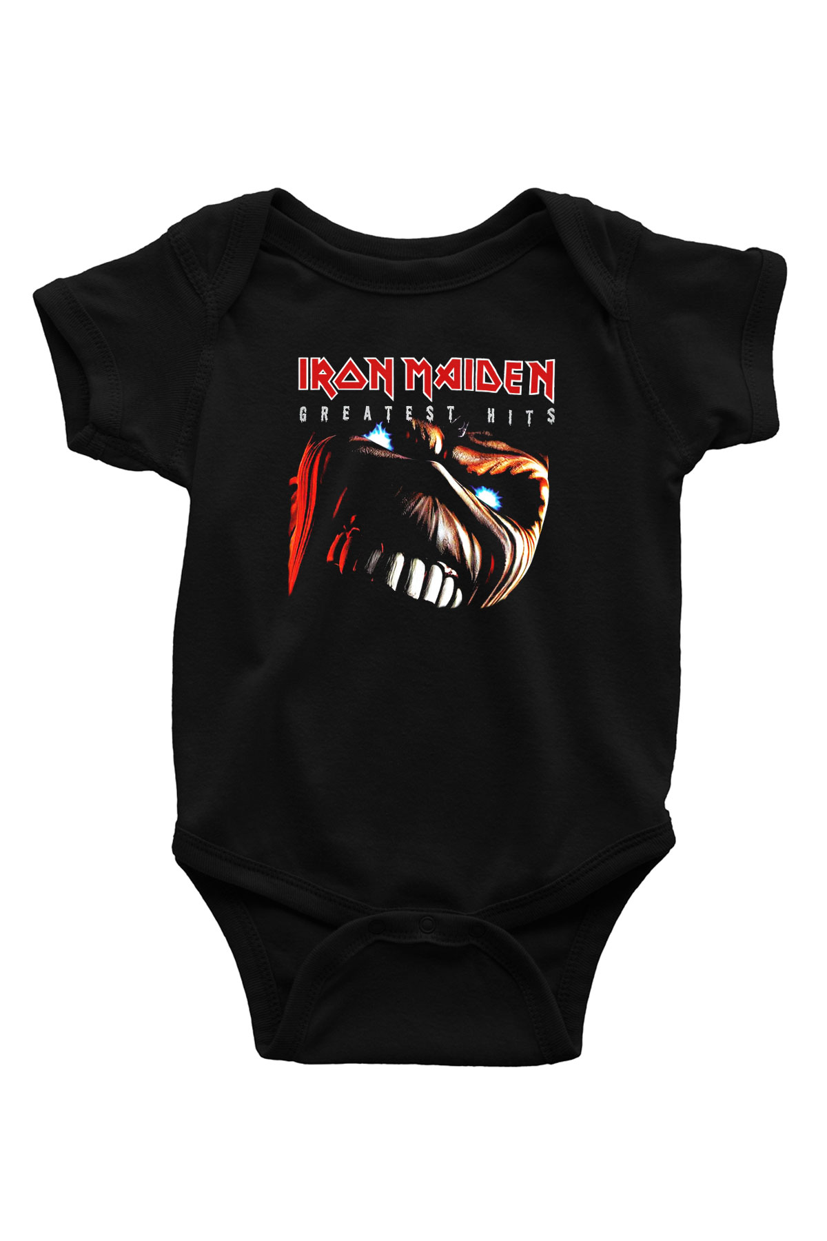 Iron Maiden Baskılı Siyah Bebek Body - Zıbın