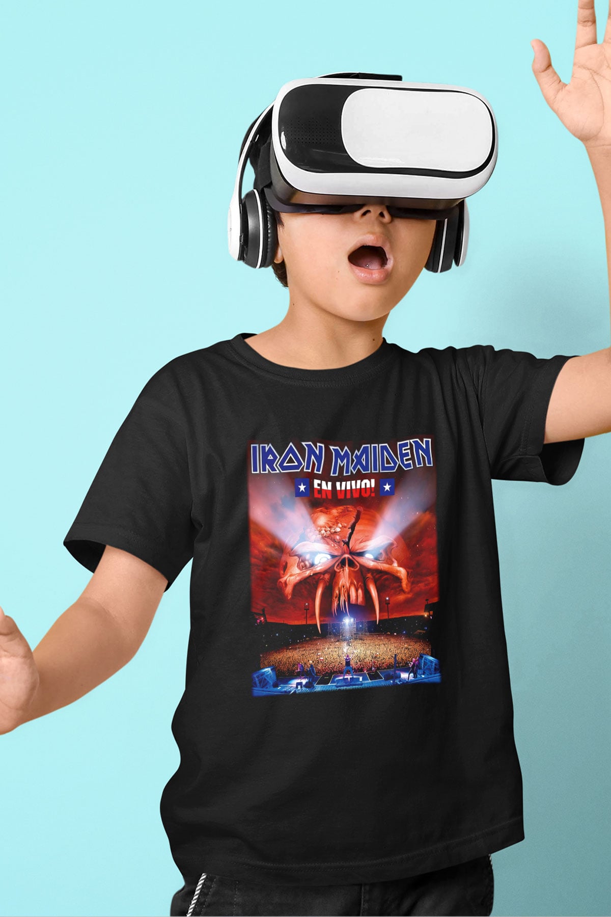 Iron Maiden Baskılı Siyah Unisex Çocuk Tişört