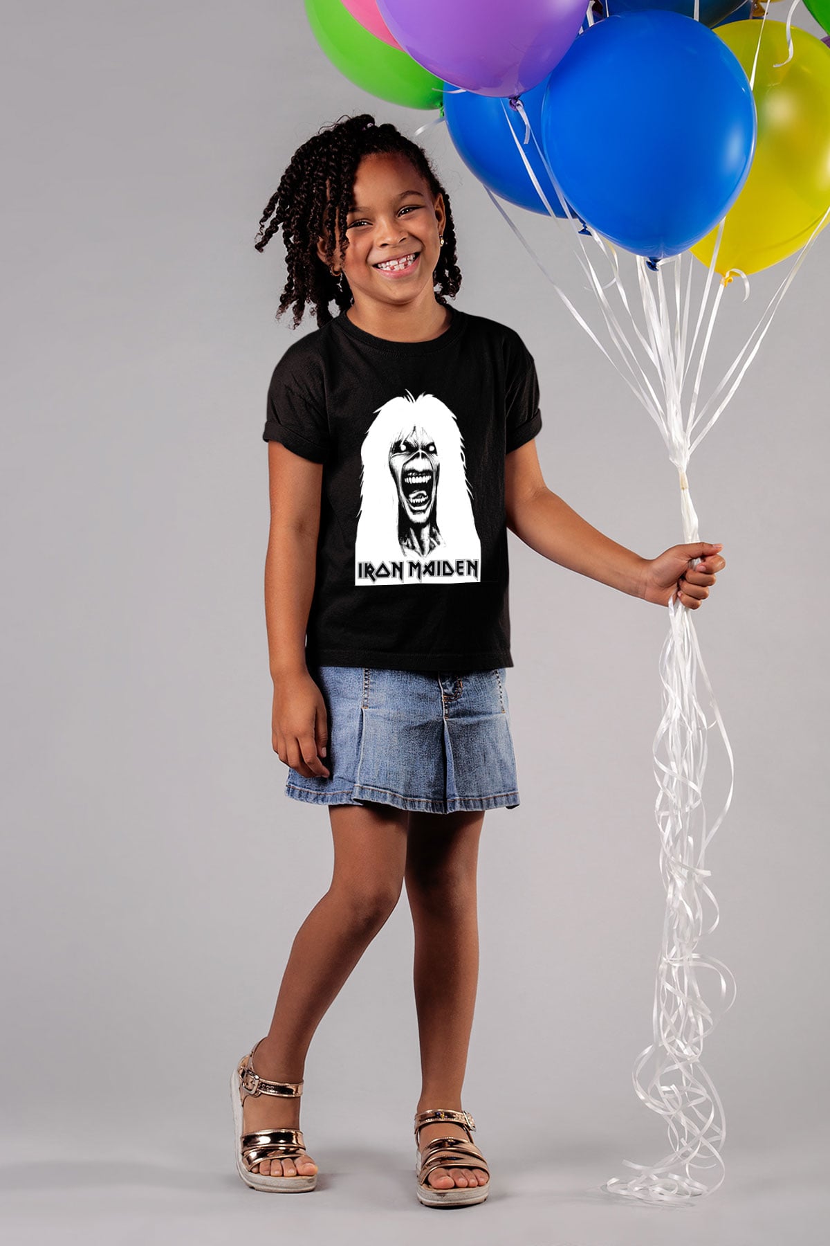 Iron Maiden Baskılı Siyah Unisex Çocuk Tişört