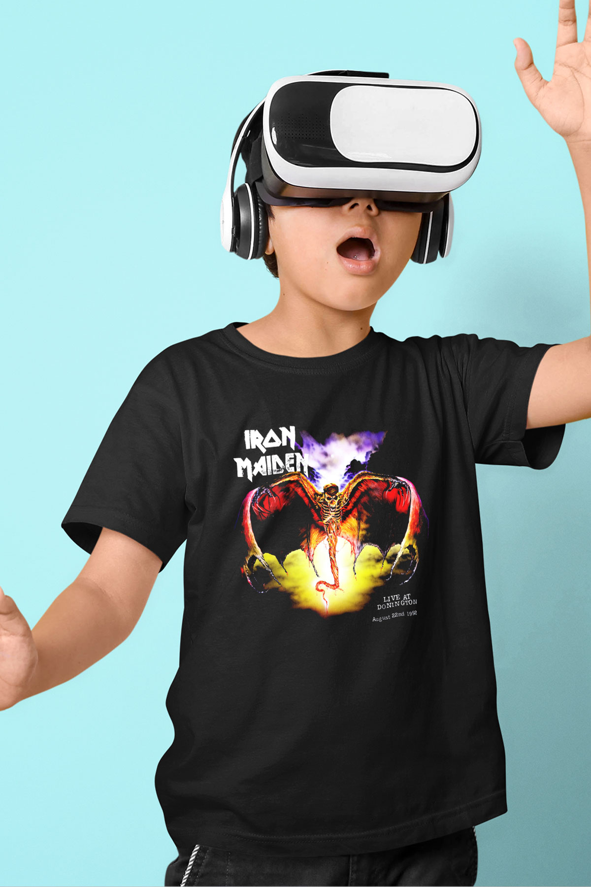 Iron Maiden Baskılı Siyah Unisex Çocuk Tişört
