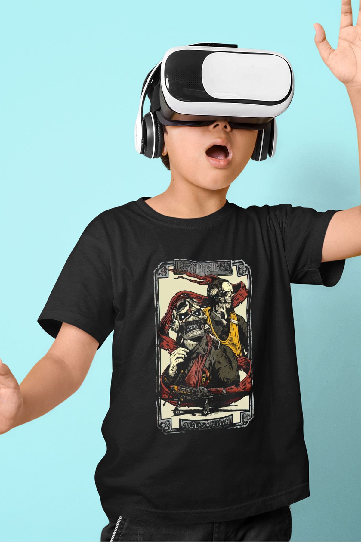 Iron Maiden Baskılı Siyah Unisex Çocuk Tişört