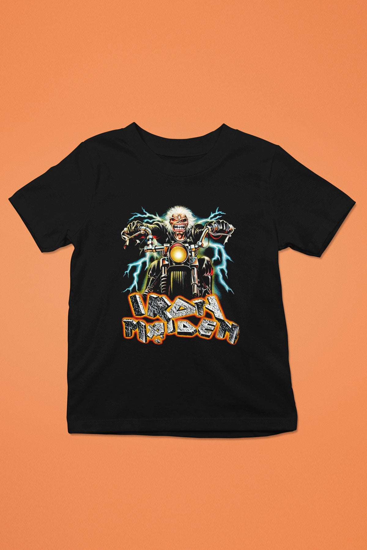 Iron Maiden Baskılı Siyah Unisex Çocuk Tişört