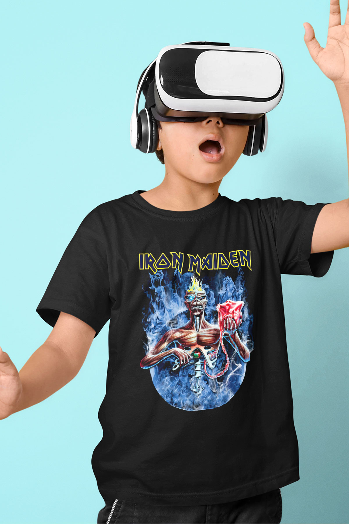 Iron Maiden Baskılı Siyah Unisex Çocuk Tişört