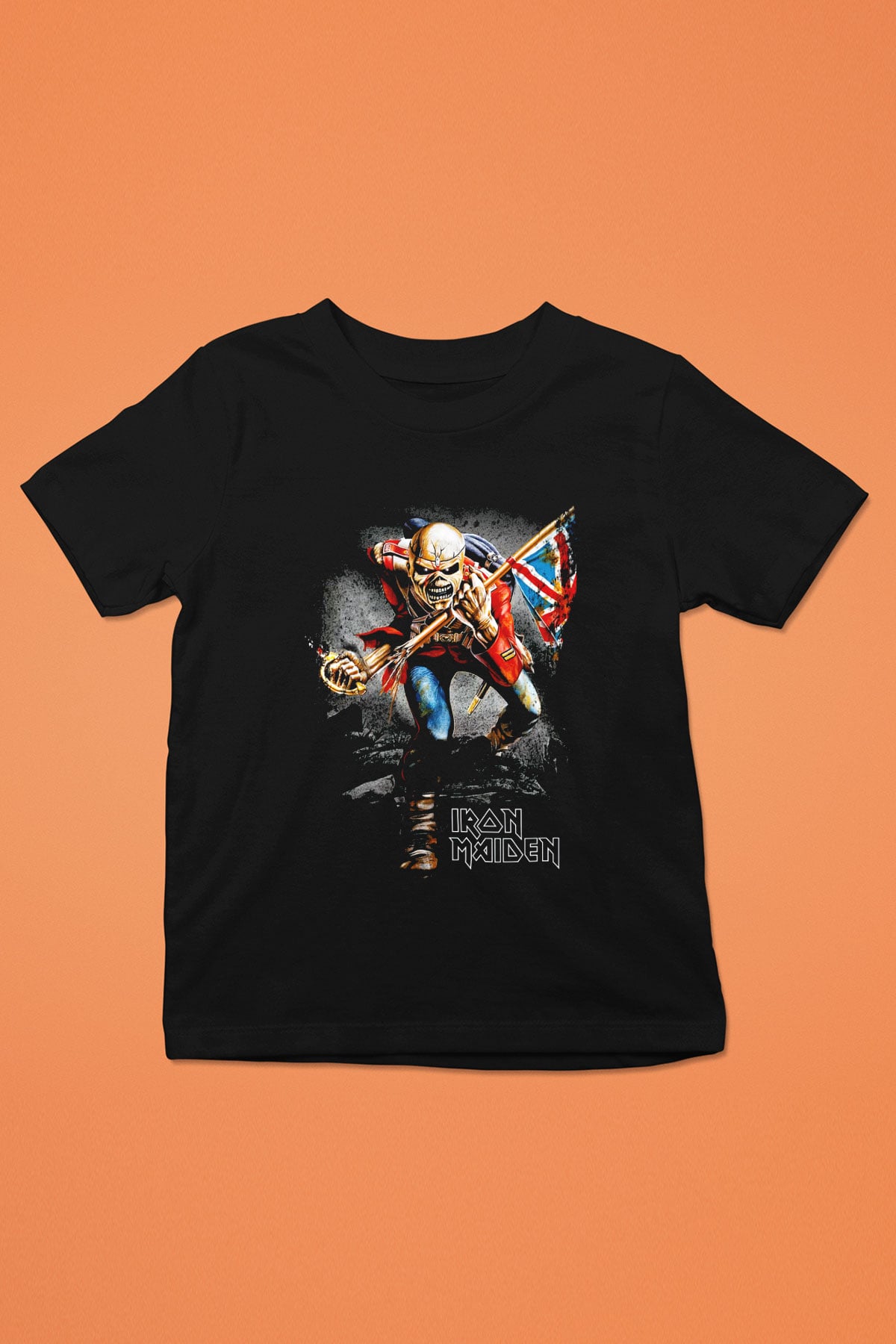 Iron Maiden Baskılı Siyah Unisex Çocuk Tişört