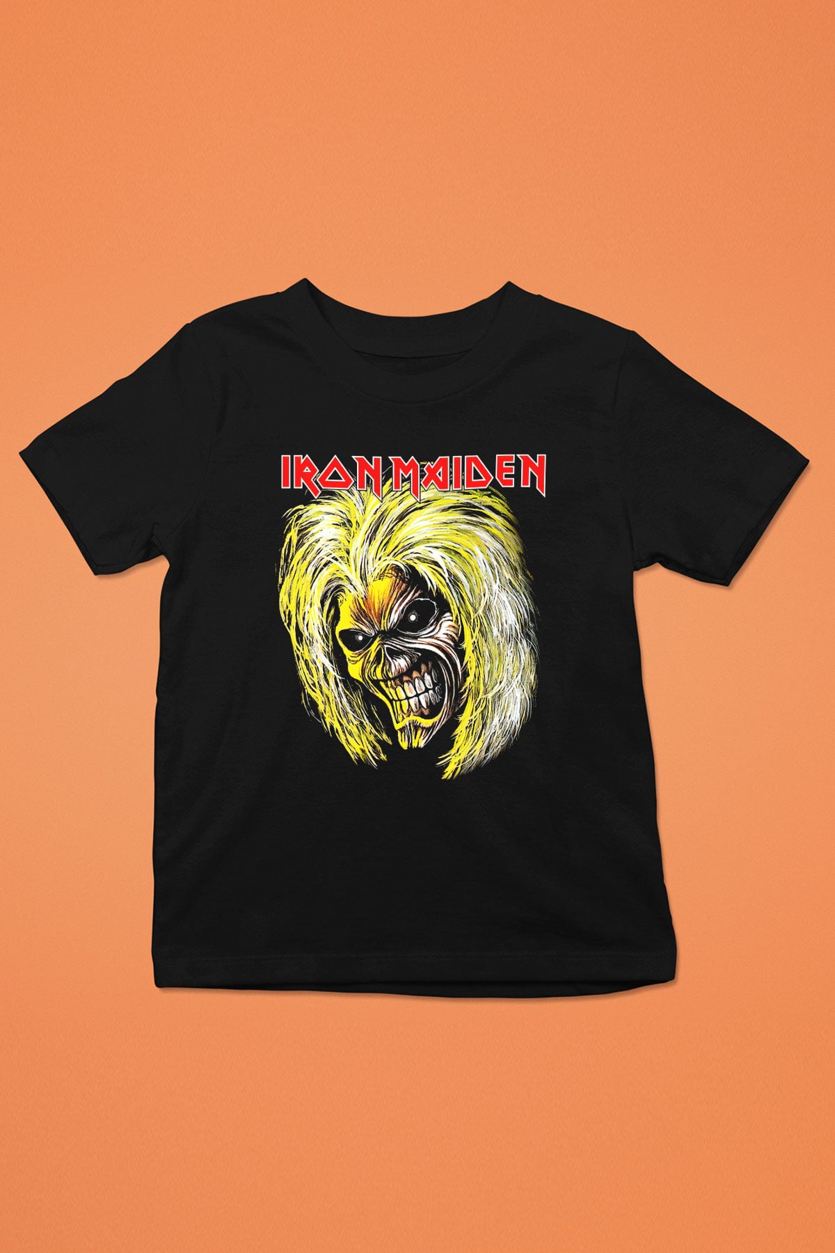 Iron Maiden Baskılı Siyah Unisex Çocuk Tişört