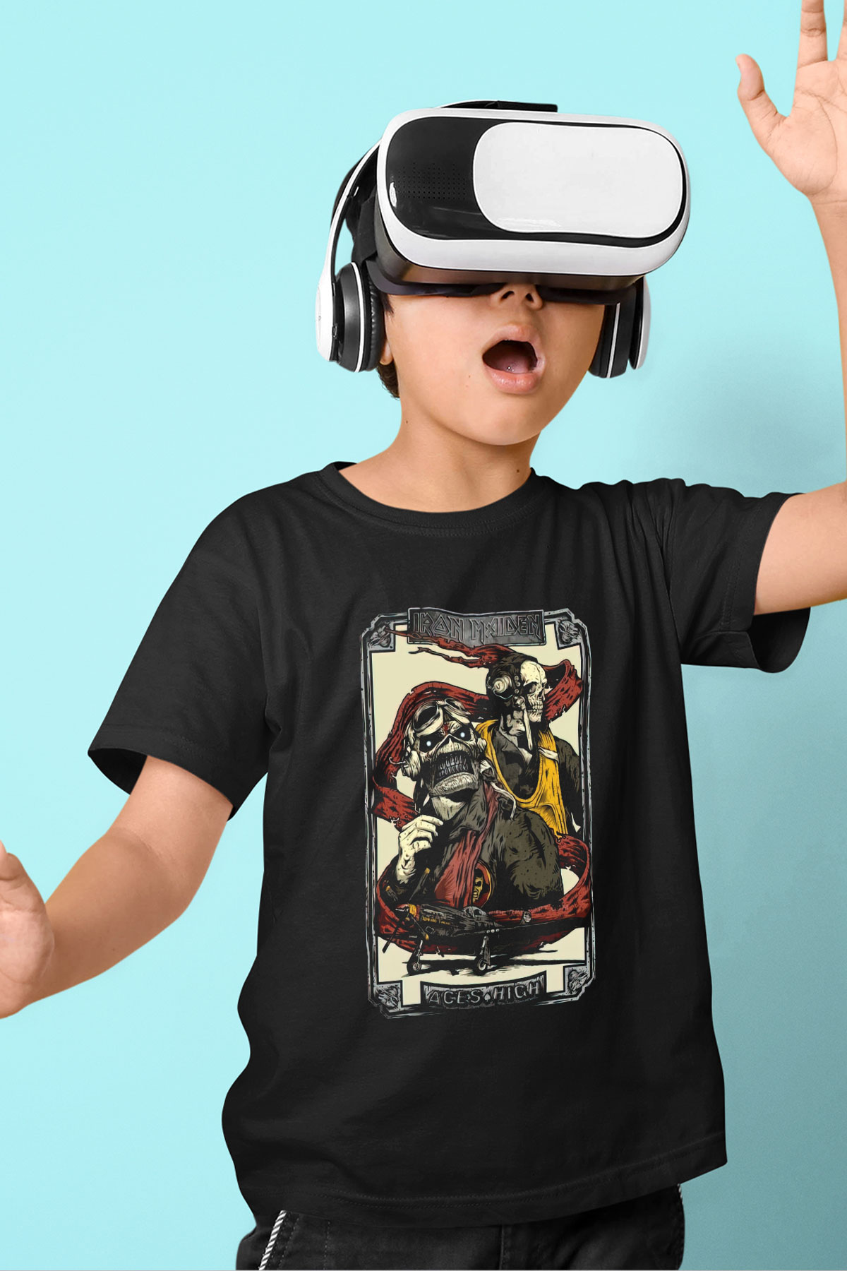 Iron Maiden Baskılı Siyah Unisex Çocuk Tişört