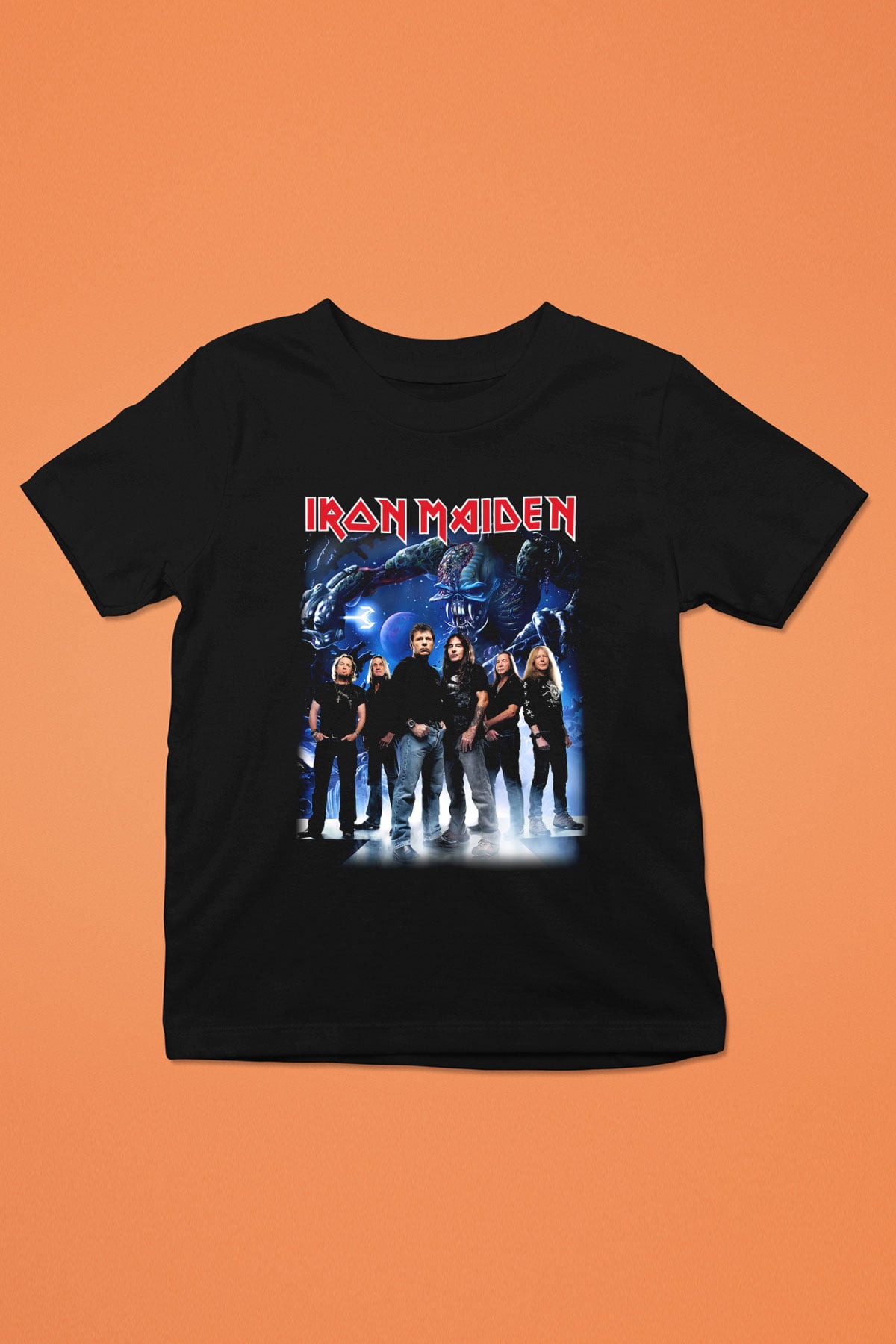 Iron Maiden Baskılı Siyah Unisex Çocuk Tişört