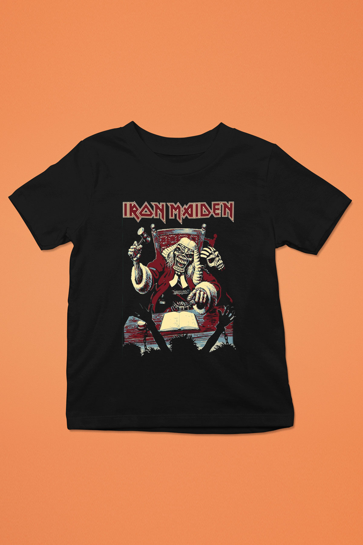 Iron Maiden Baskılı Siyah Unisex Çocuk Tişört