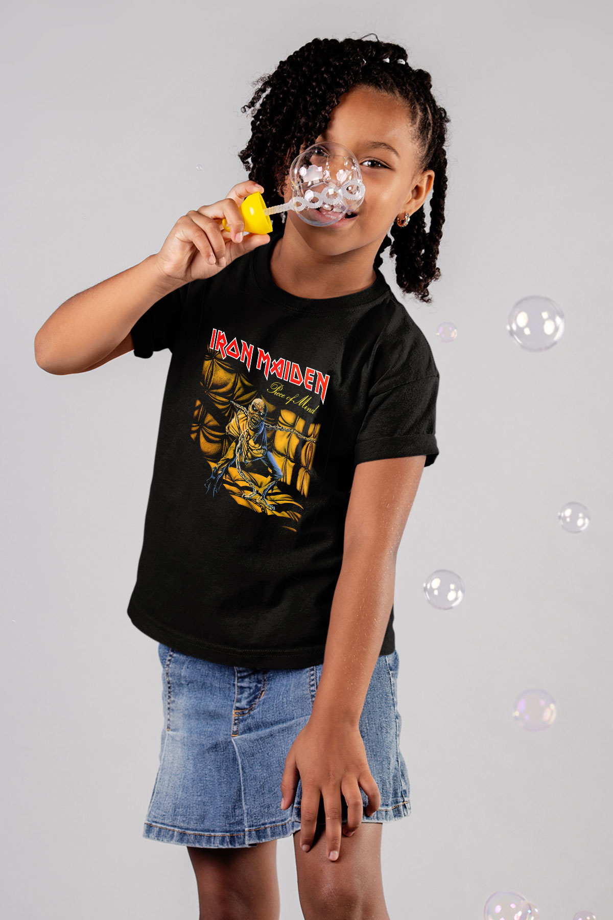 Iron Maiden Baskılı Siyah Unisex Çocuk Tişört