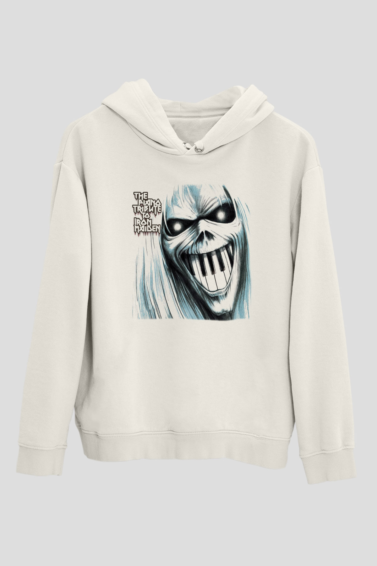 Iron Maiden Beyaz Unisex Kapşonlu Sweatshirt