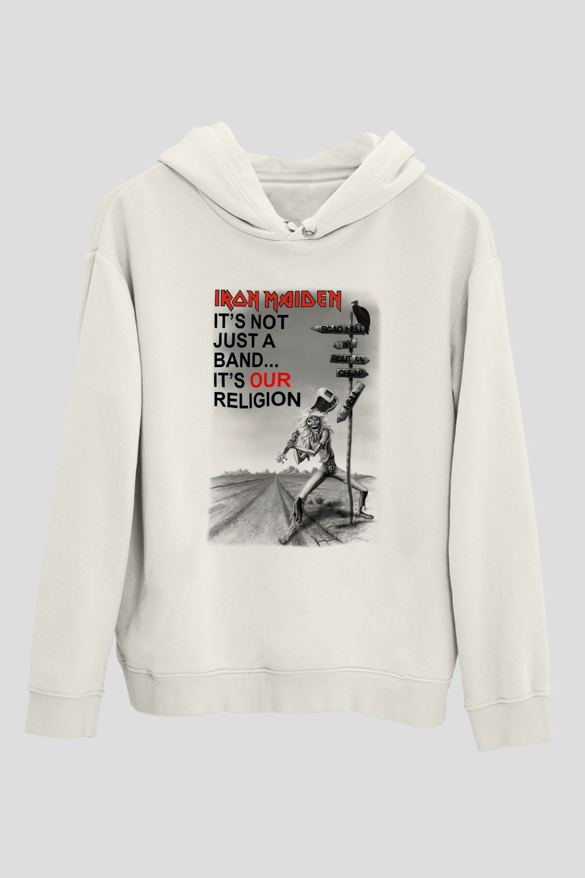 Iron Maiden Beyaz Unisex Kapşonlu Sweatshirt