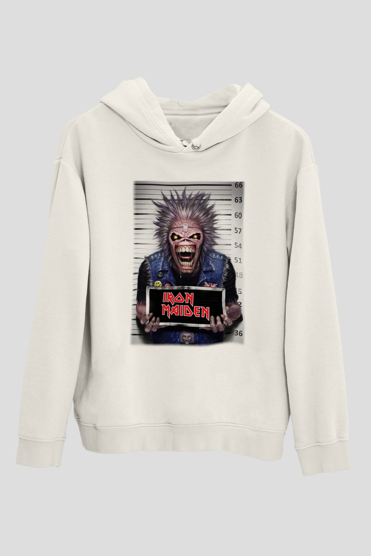 Iron Maiden Beyaz Unisex Kapşonlu Sweatshirt