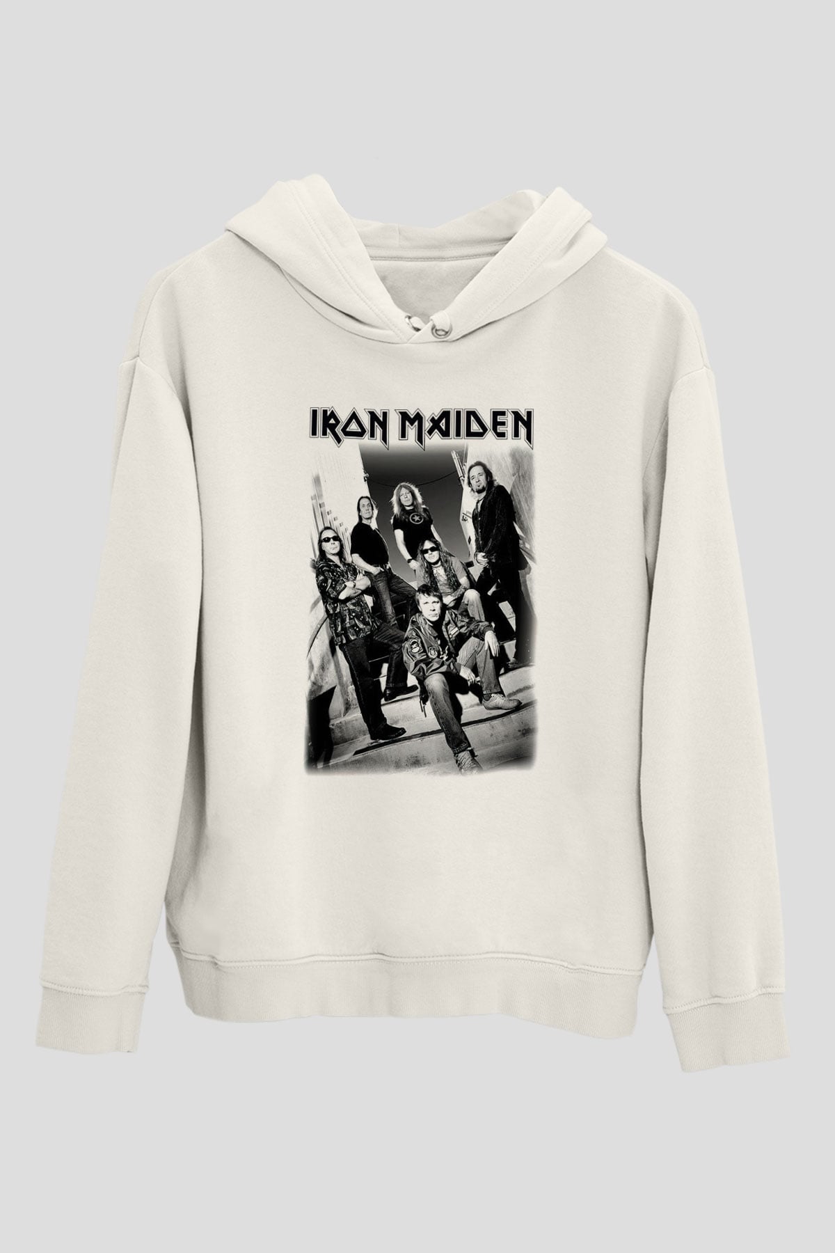 Iron Maiden Beyaz Unisex Kapşonlu Sweatshirt