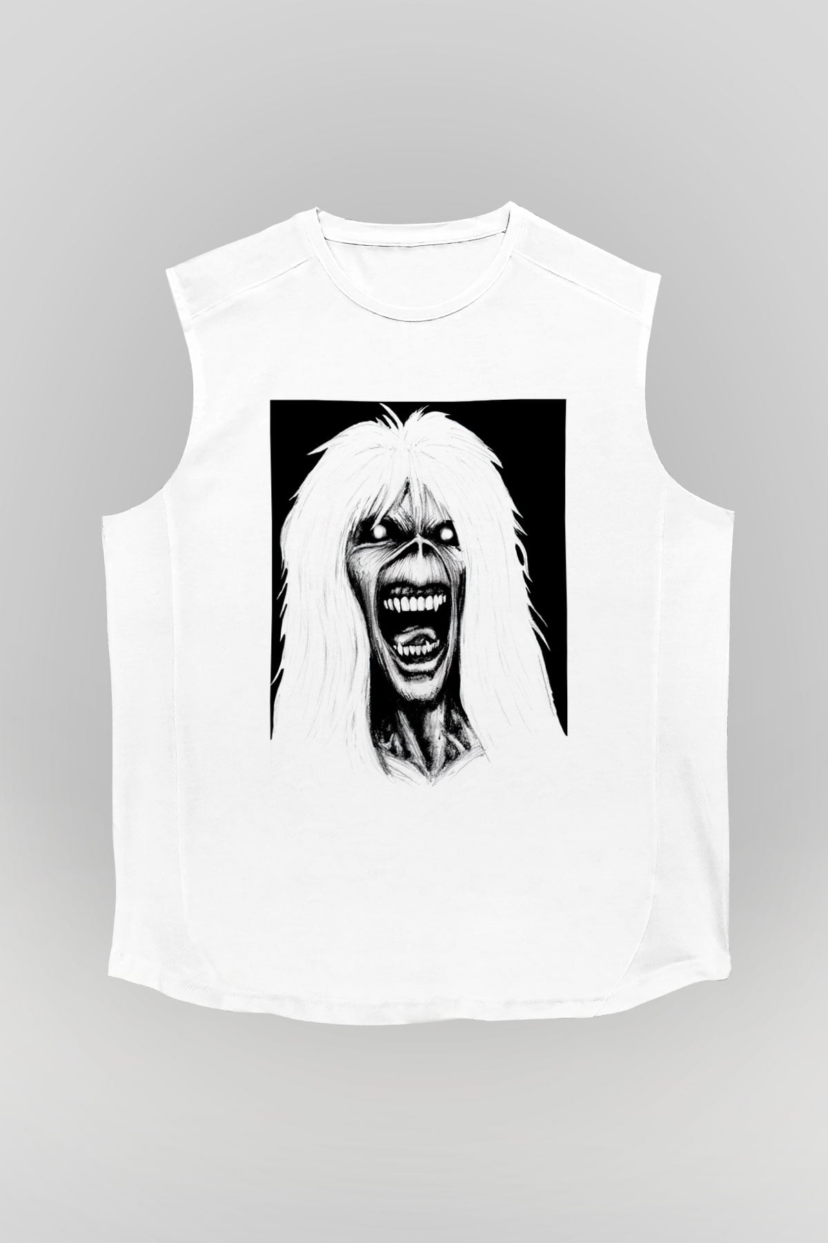 Iron Maiden Beyaz Unisex Kolsuz Tişört