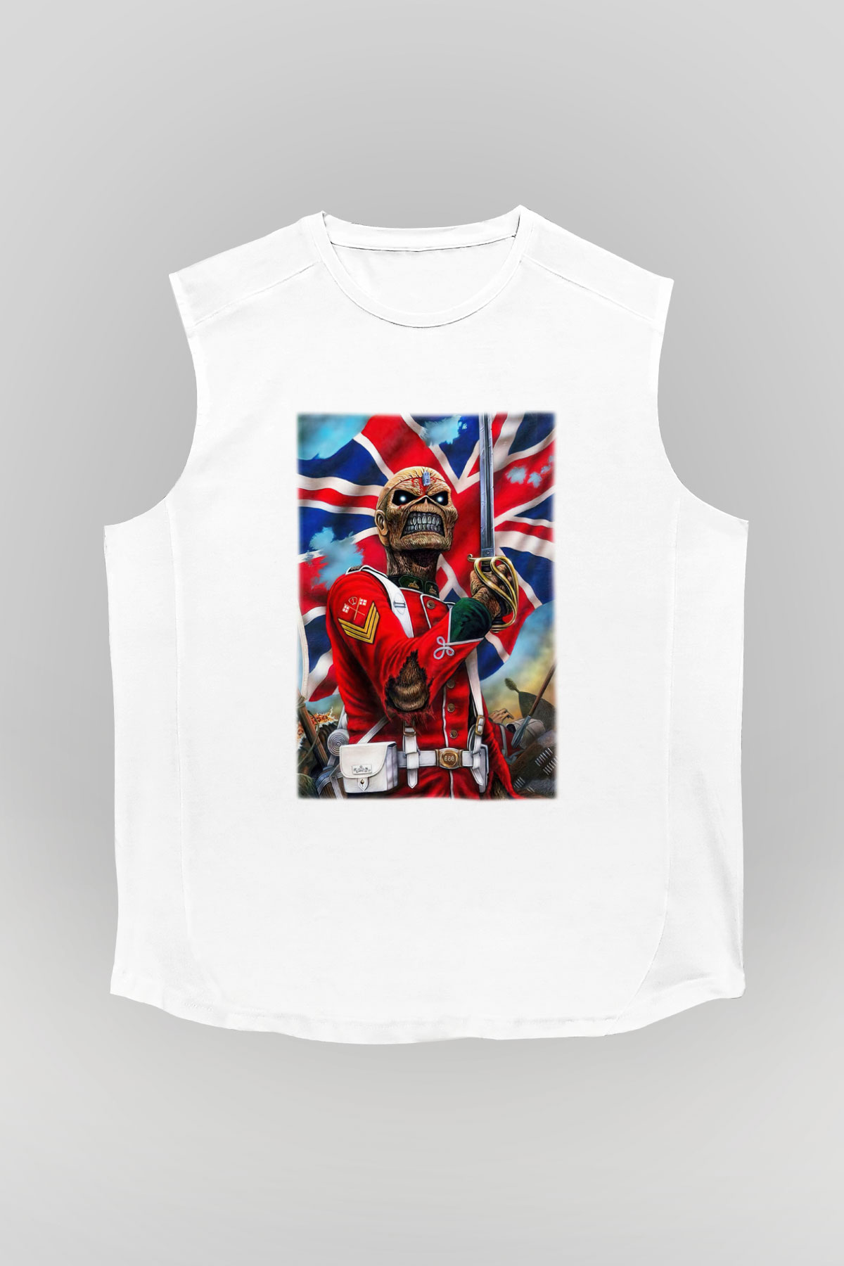 Iron Maiden Beyaz Unisex Kolsuz Tişört