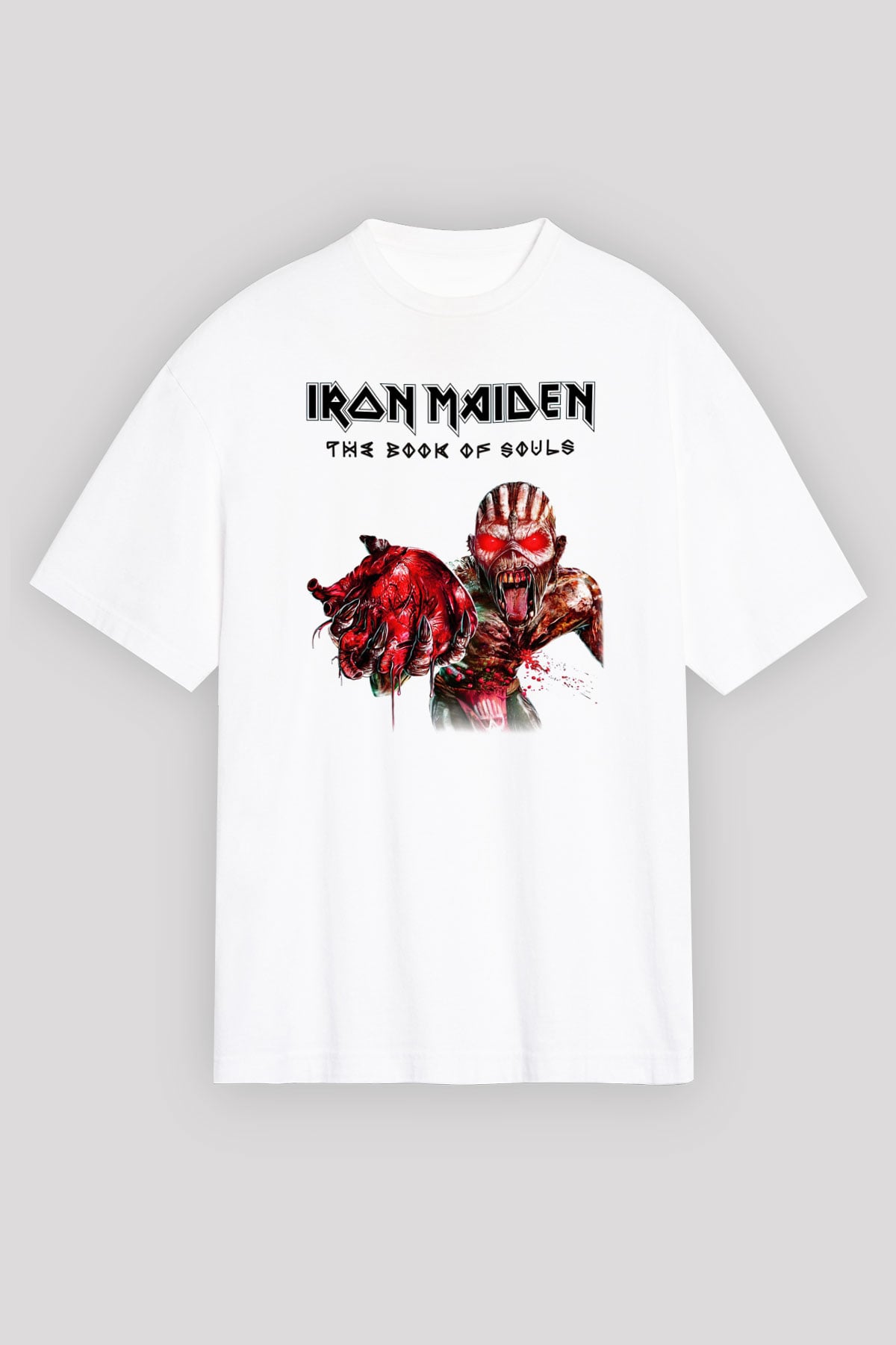 Iron Maiden Beyaz Unisex Oversize Tişört T-Shirt