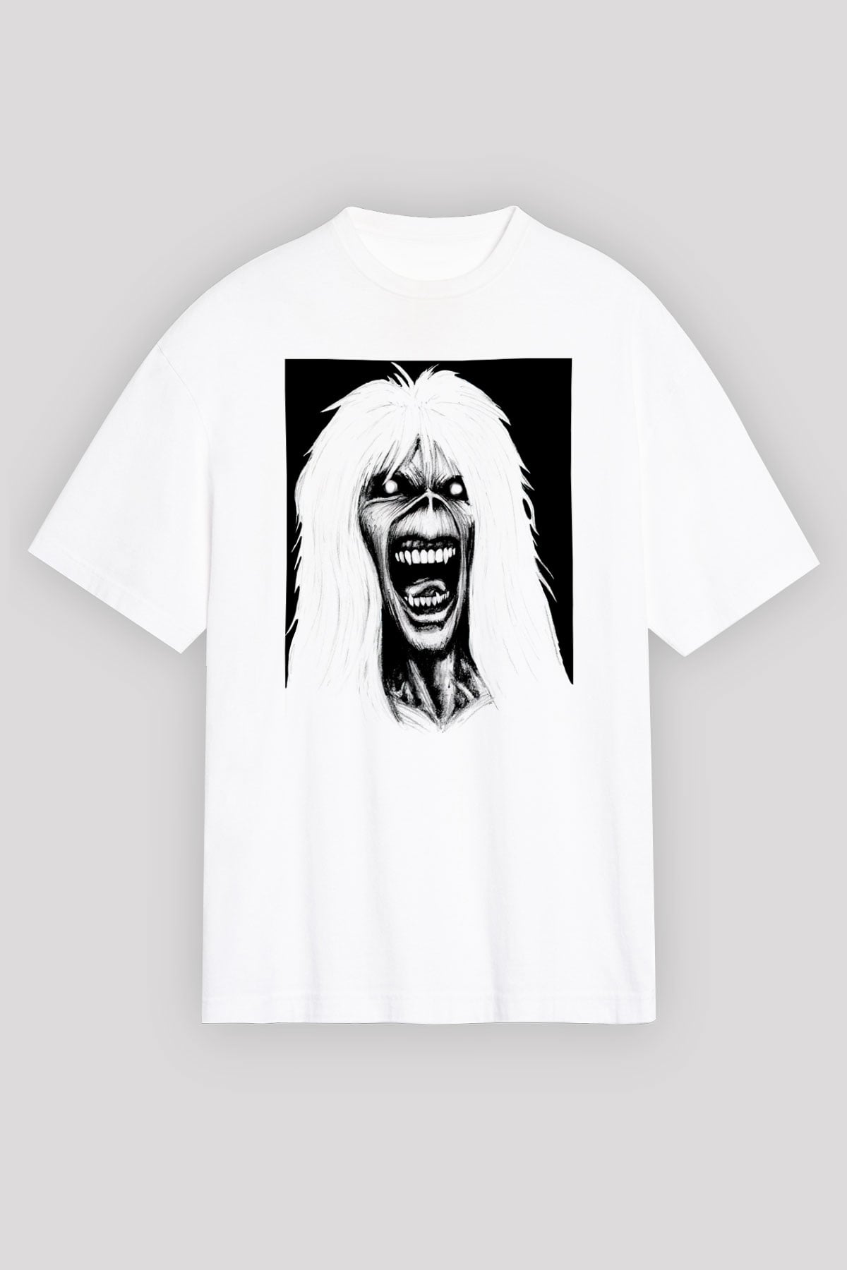 Iron Maiden Beyaz Unisex Oversize Tişört T-Shirt