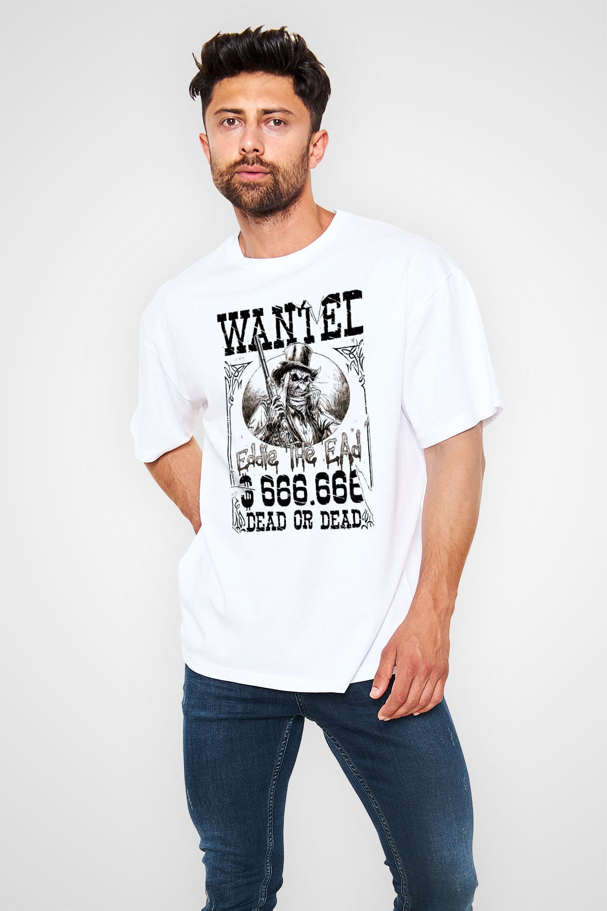 Iron Maiden Beyaz Unisex Oversize Tişört T-Shirt
