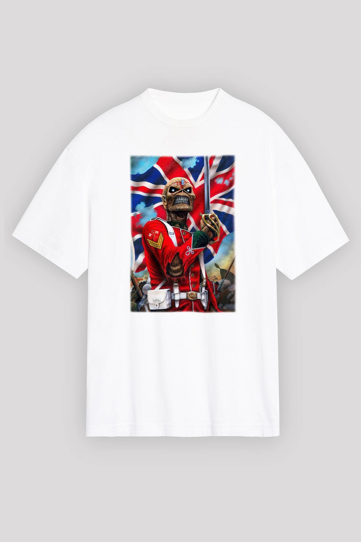 Iron Maiden Beyaz Unisex Oversize Tişört T-Shirt