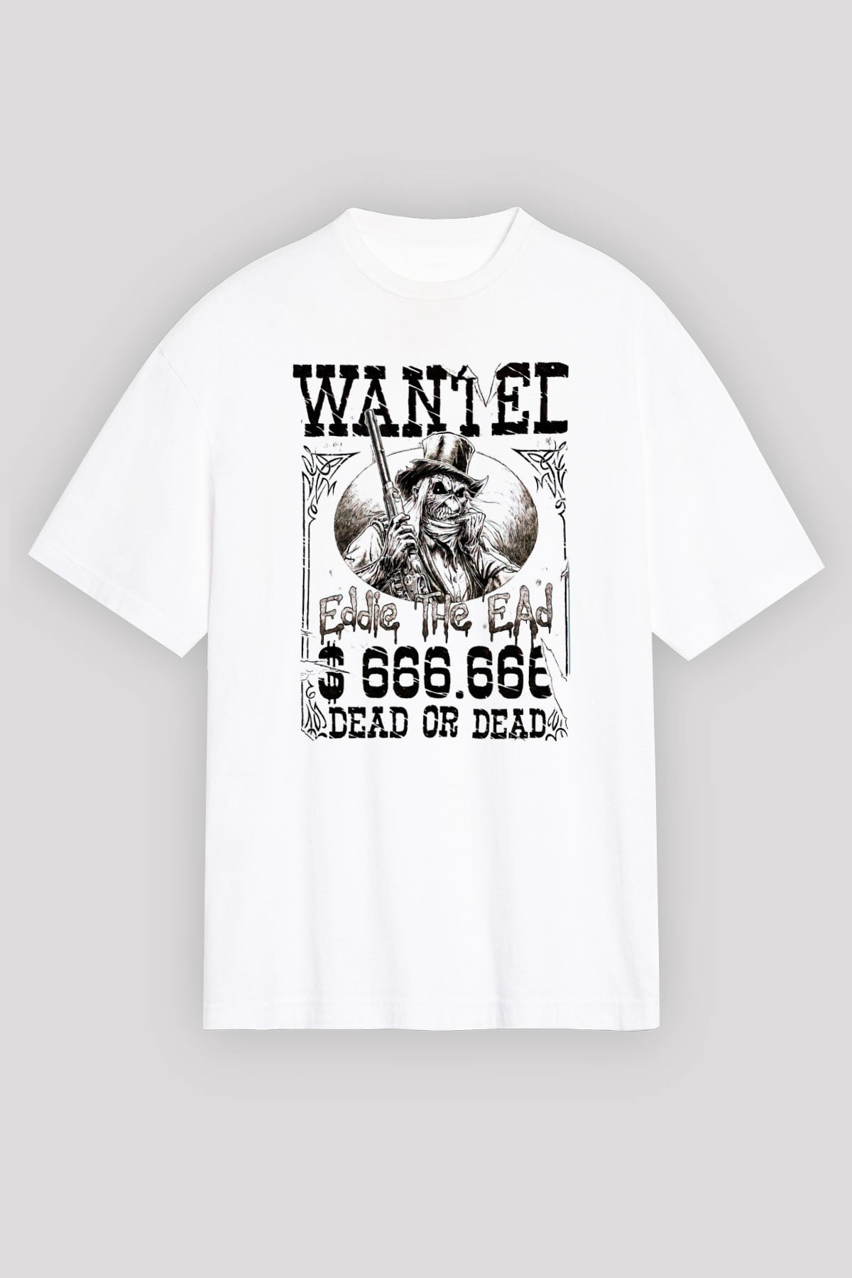 Iron Maiden Beyaz Unisex Oversize Tişört T-Shirt