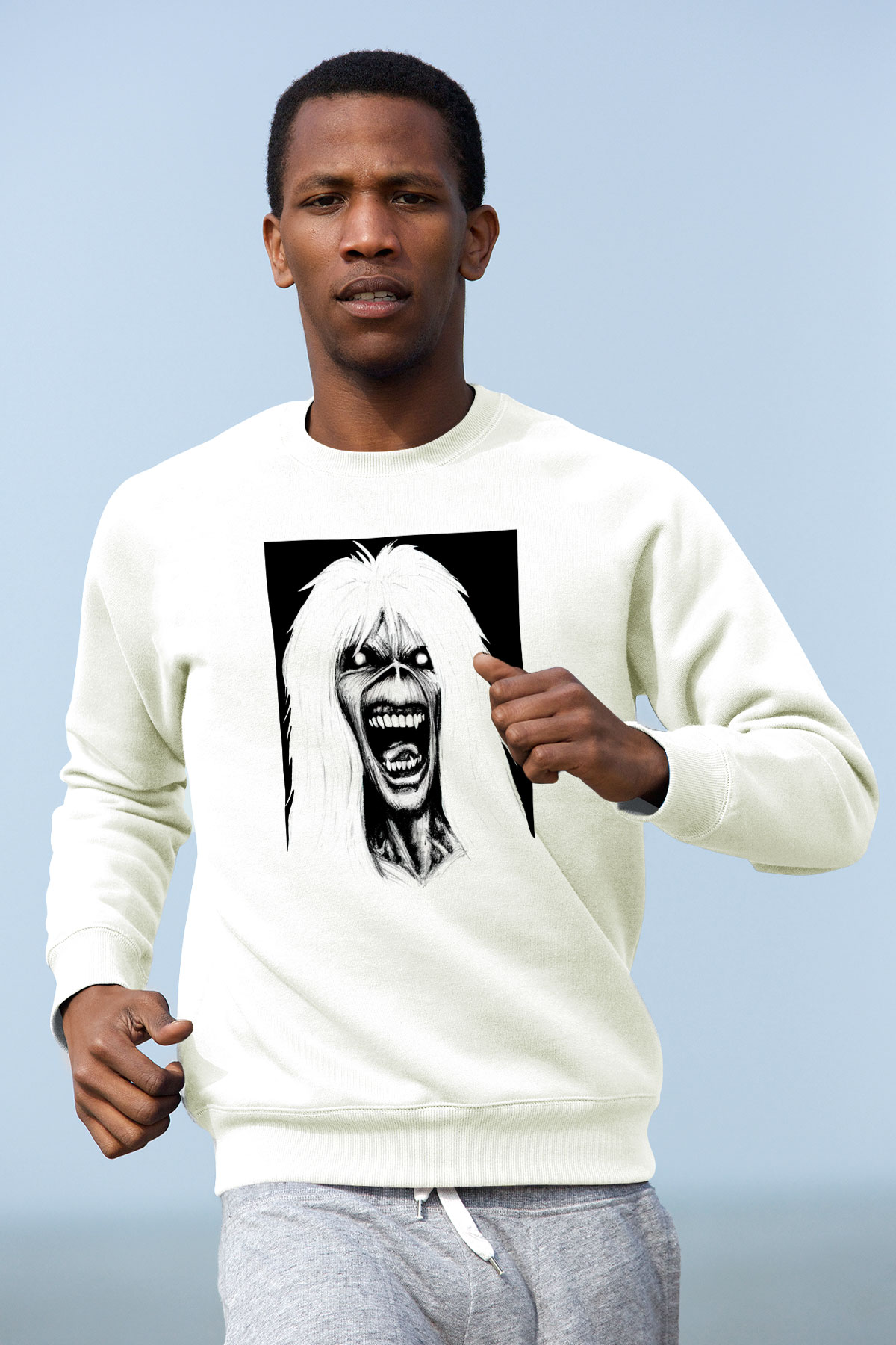 Iron Maiden Beyaz Unisex Sweatshirt