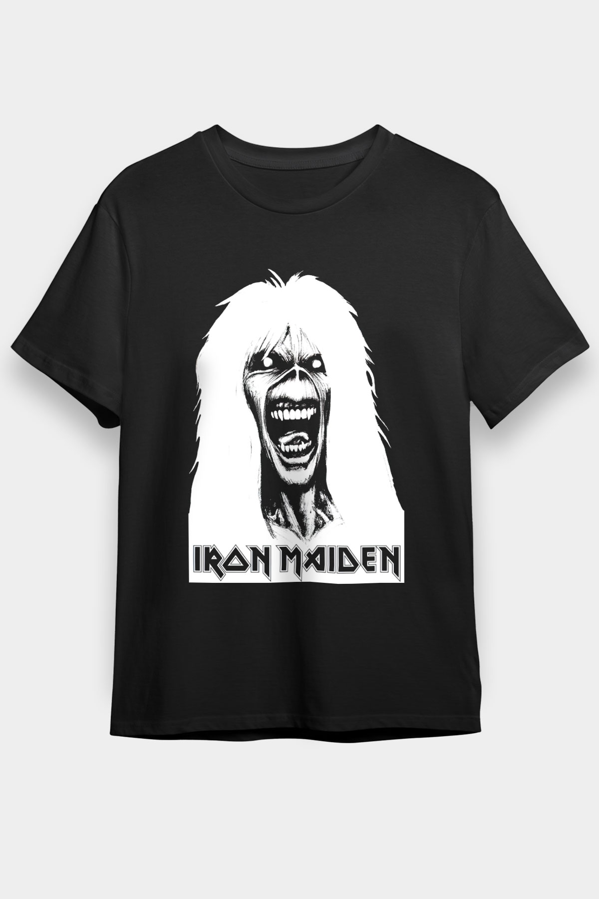 Iron Maiden Beyaz Unisex Tişört T-Shirt - TişörtFabrikası