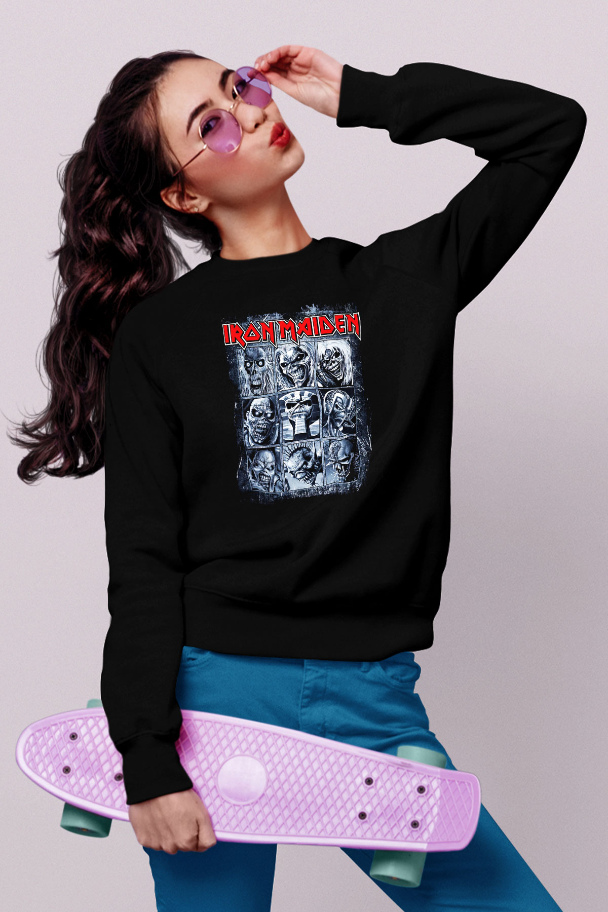 Iron Maiden Eddie Siyah Unisex Sweatshirt