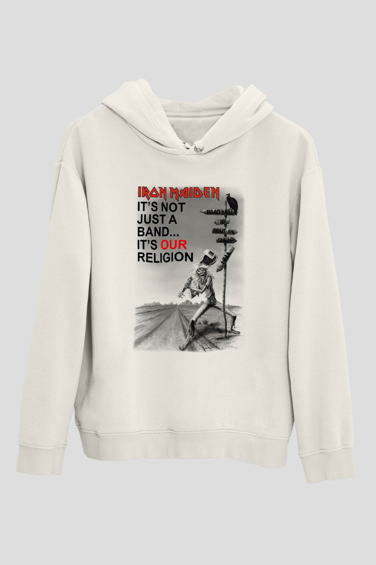 Iron Maiden İt's Not Just A Band It's Our Religion Beyaz Unisex Kapşonlu Sweatshirt