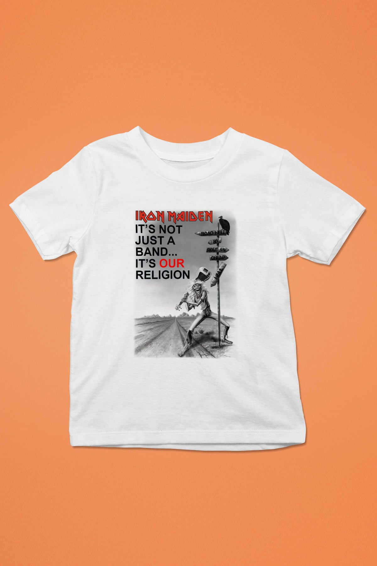 Iron Maiden İt's Not Just A Band It's Our Religion Baskılı Beyaz Unisex Çocuk Tişört