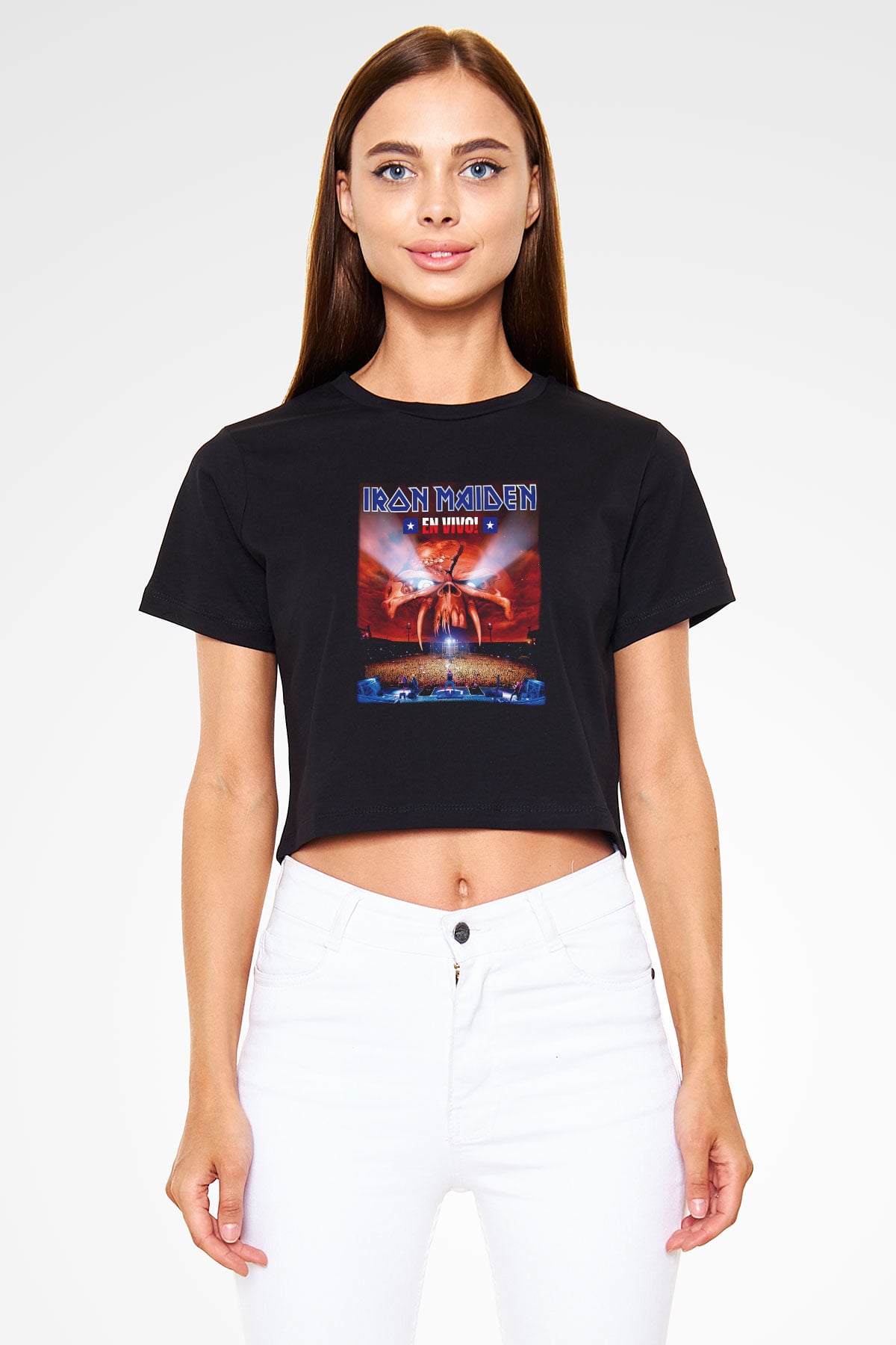 Iron Maiden Siyah Crop Top Tişört