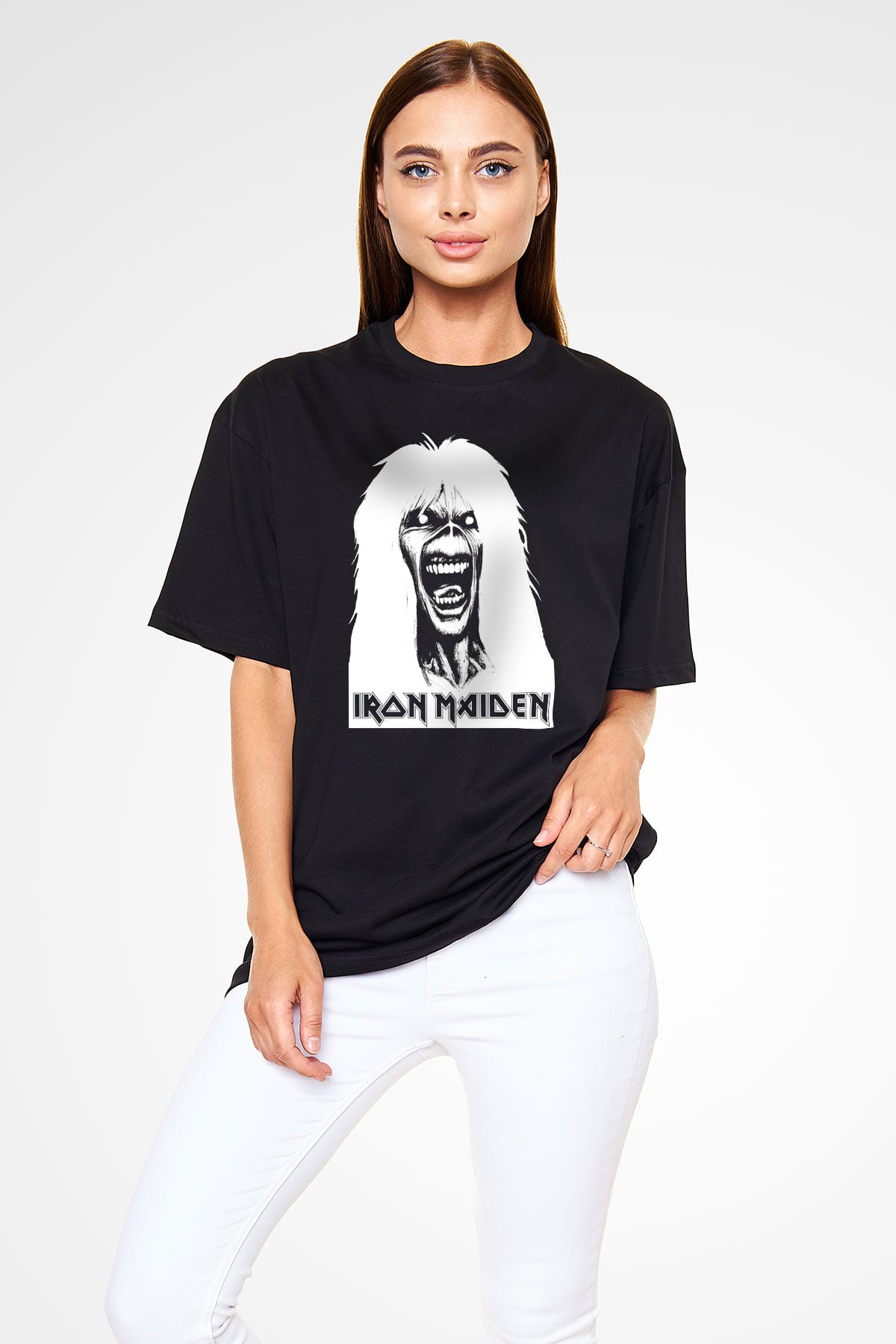 Iron Maiden Siyah Unisex Oversize Tişört T-Shirt
