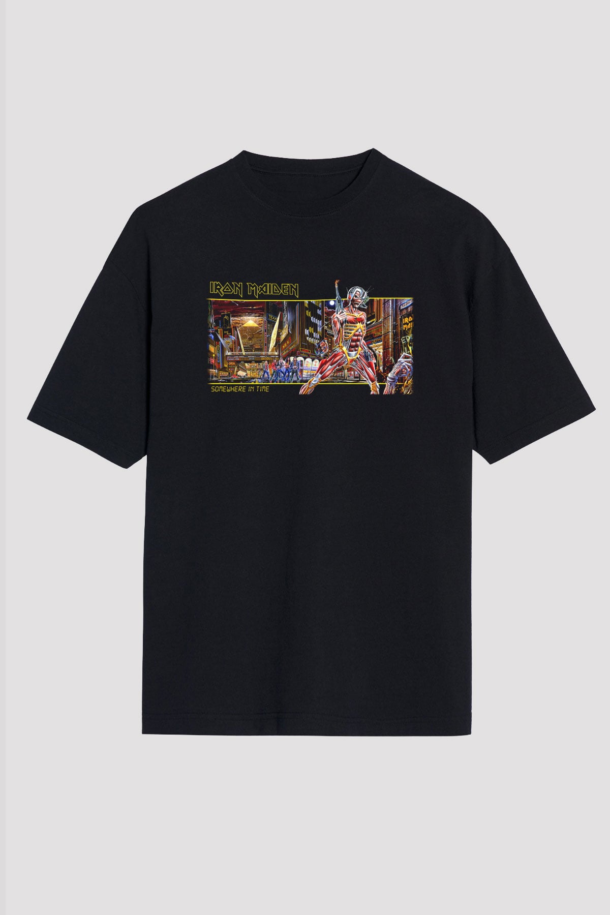 Iron Maiden Siyah Unisex Oversize Tişört T-Shirt
