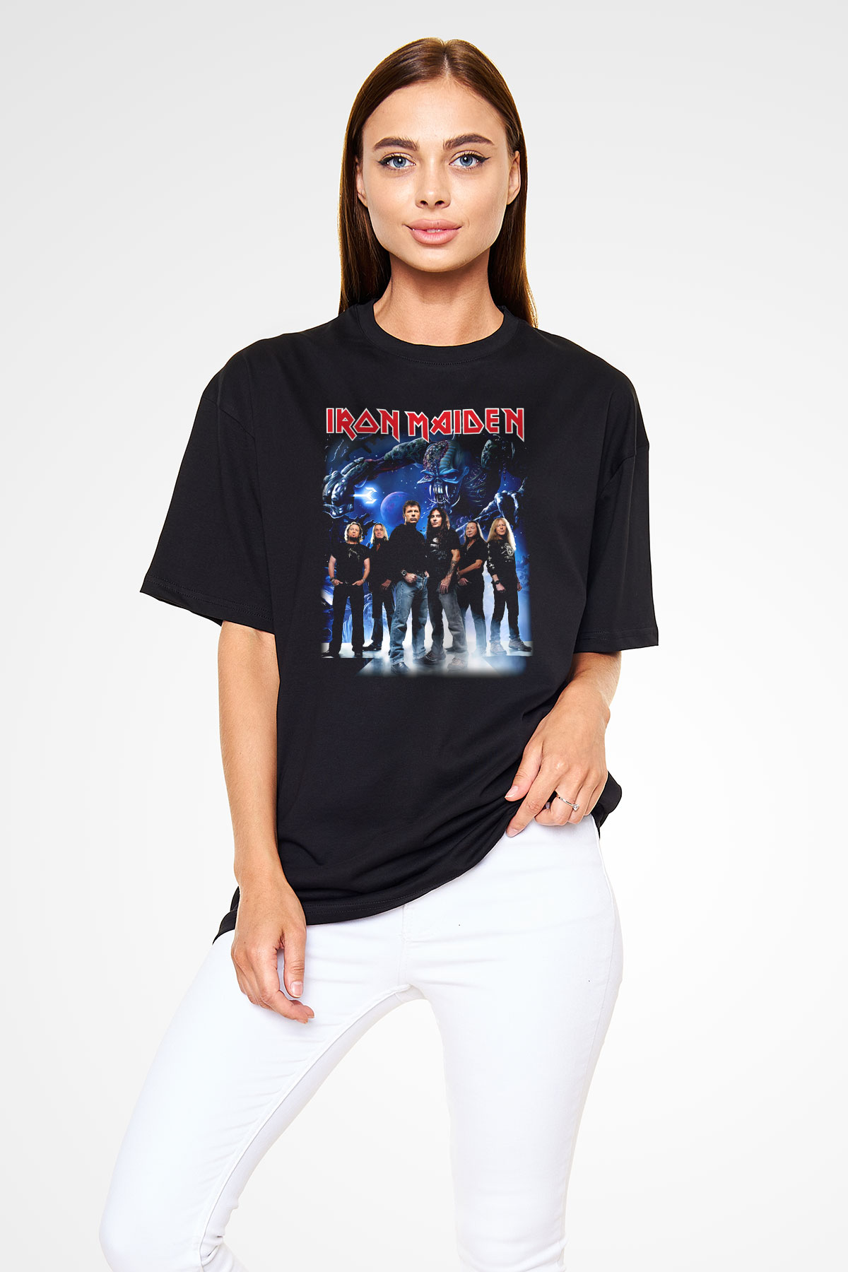 Iron Maiden Siyah Unisex Oversize Tişört T-Shirt