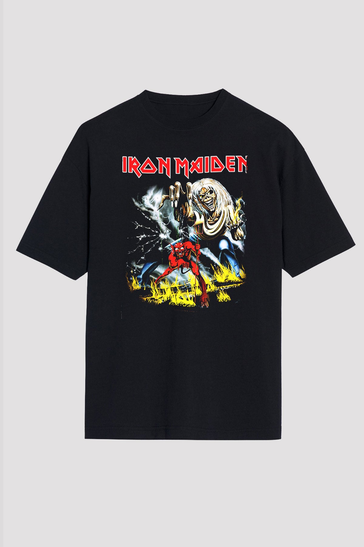 Iron Maiden Siyah Unisex Oversize Tişört T-Shirt