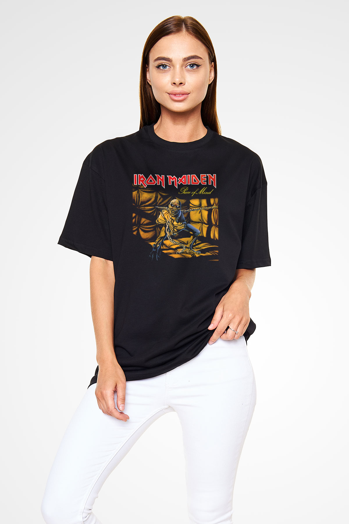 Iron Maiden Siyah Unisex Oversize Tişört T-Shirt