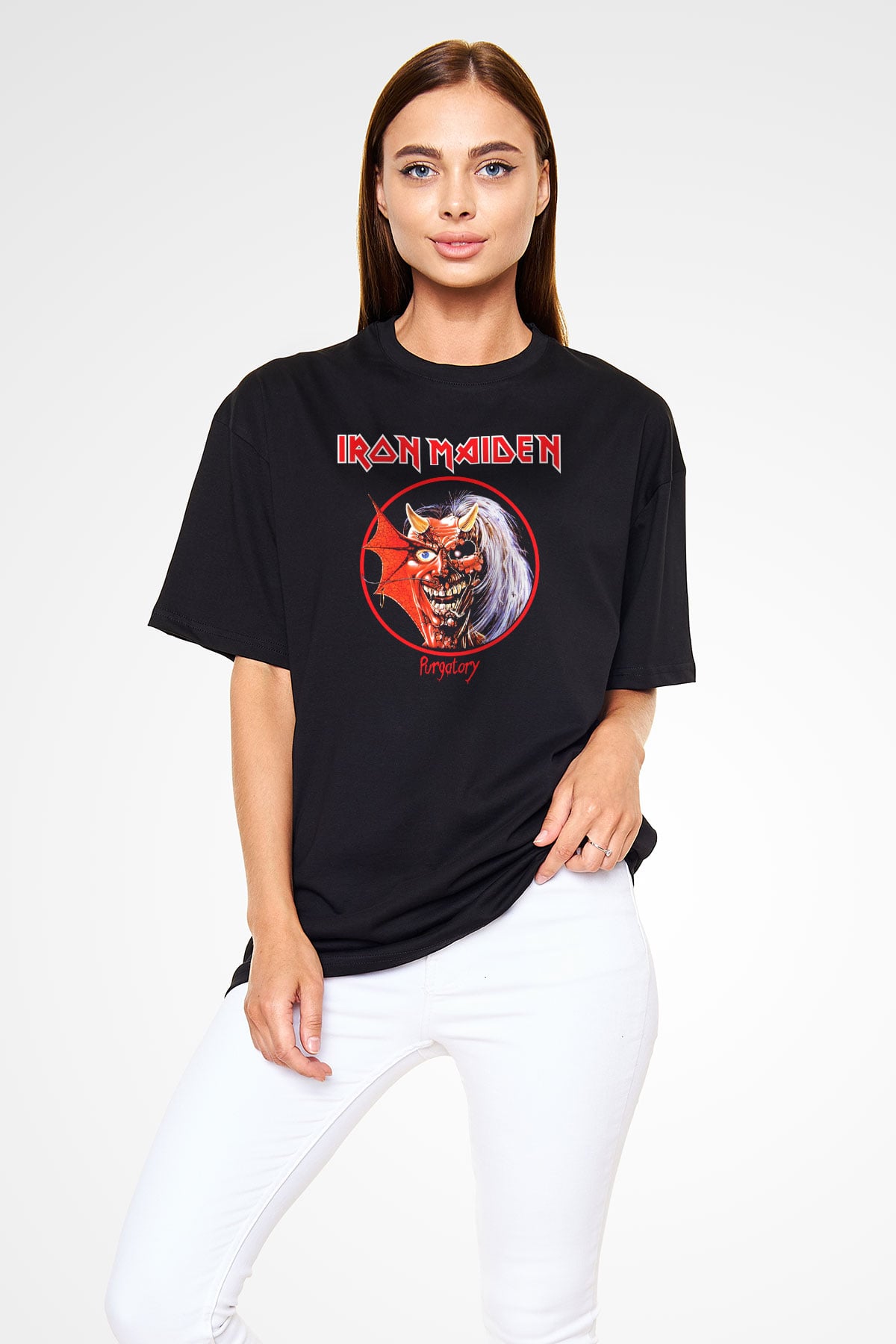 Iron Maiden Siyah Unisex Oversize Tişört T-Shirt