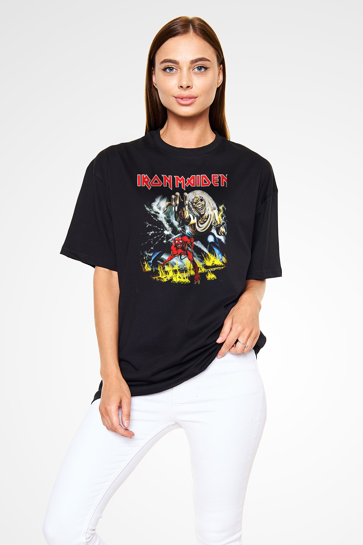Iron Maiden Siyah Unisex Oversize Tişört T-Shirt