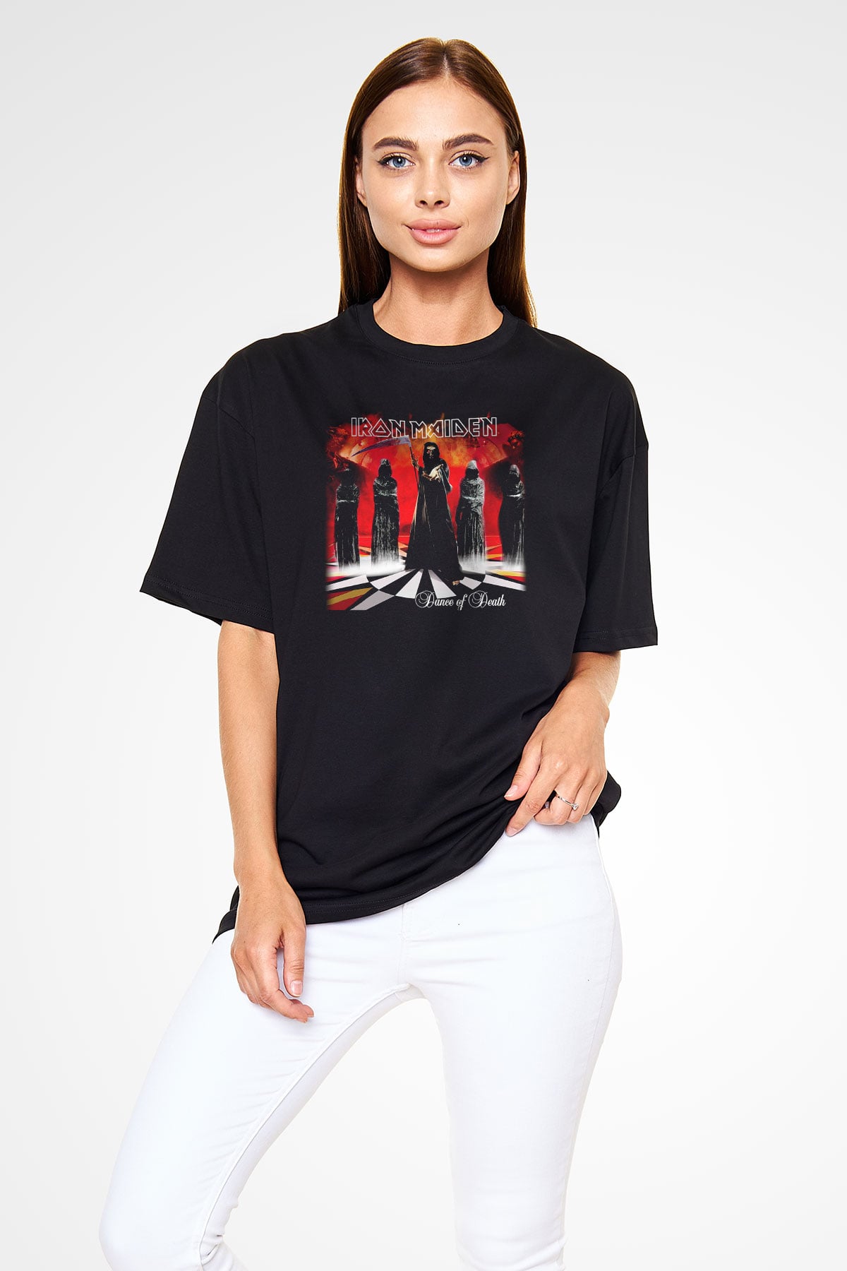 Iron Maiden Siyah Unisex Oversize Tişört T-Shirt