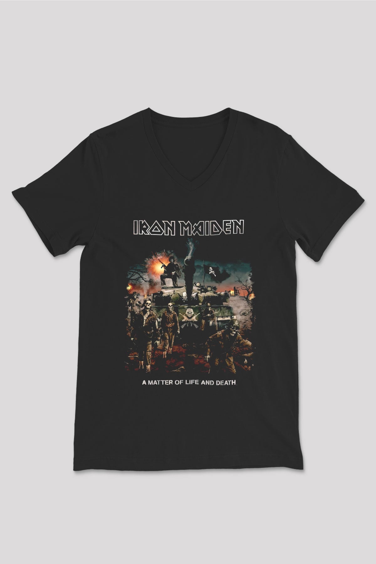 Iron Maiden Siyah Unisex V Yaka Tişört
