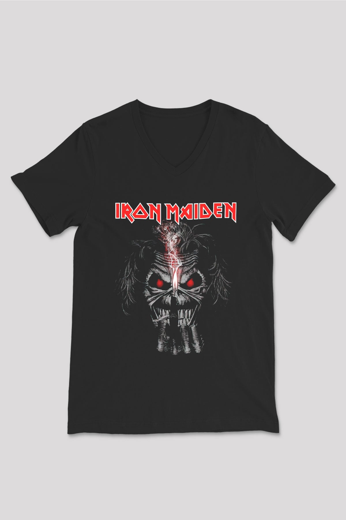 Iron Maiden Siyah Unisex V Yaka Tişört
