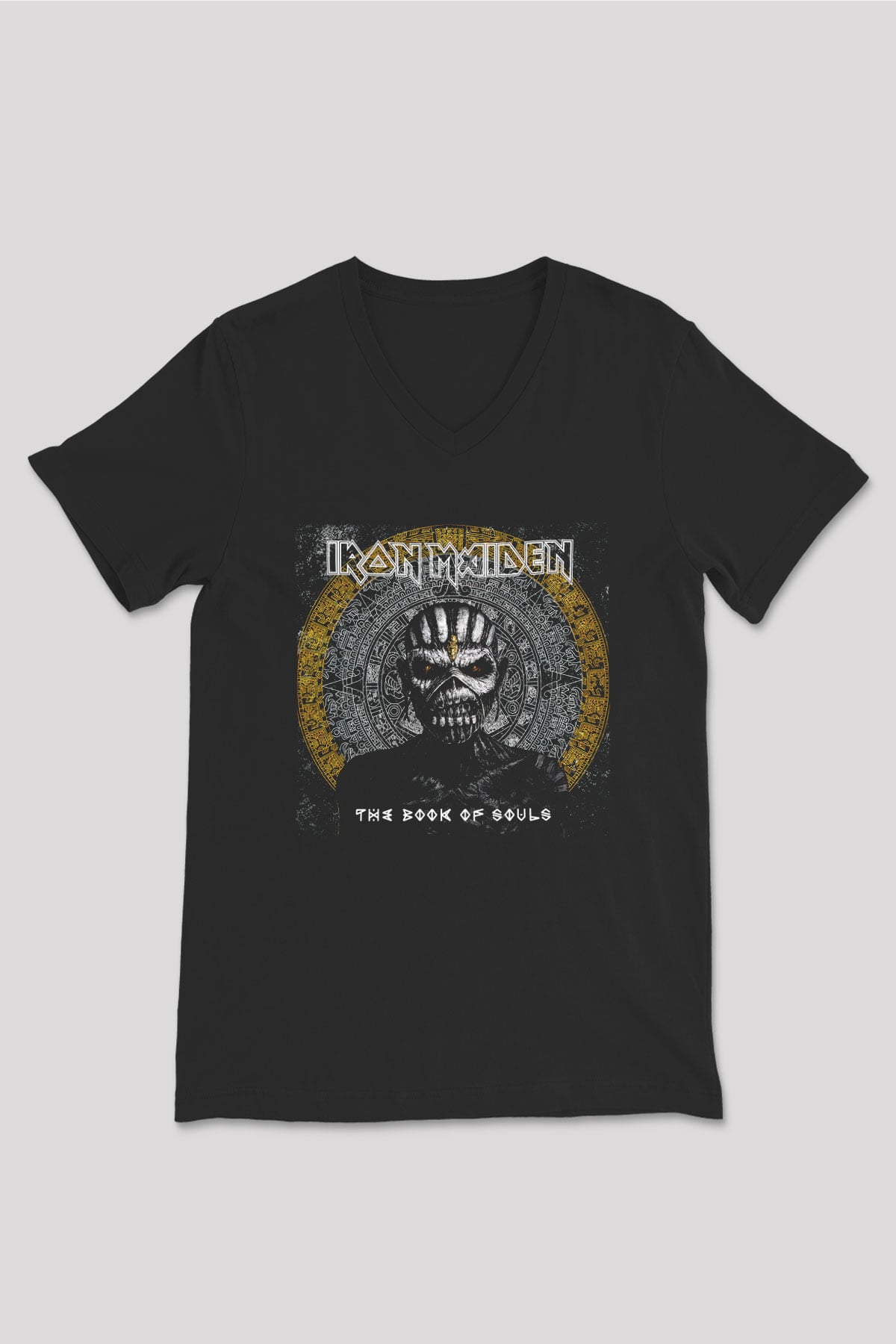 Iron Maiden Siyah Unisex V Yaka Tişört T-Shirt
