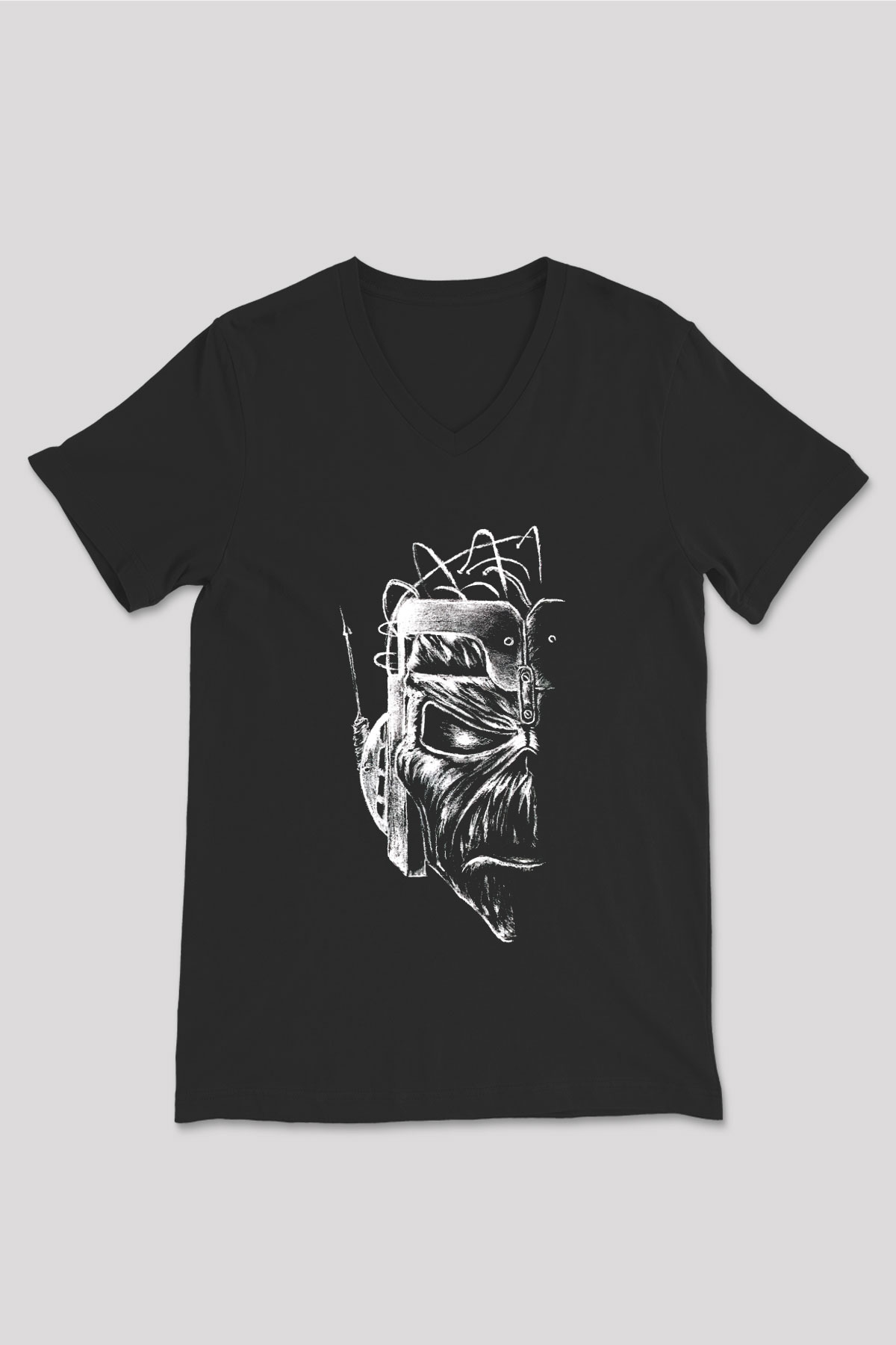 Iron Maiden Siyah Unisex V Yaka Tişört T-Shirt