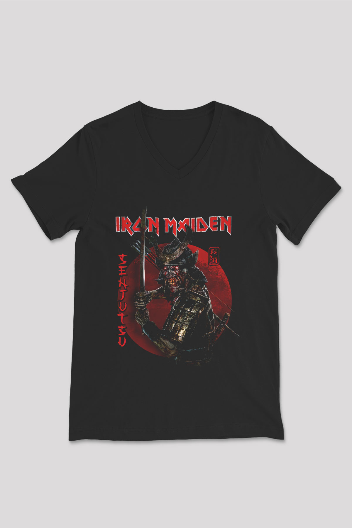 Iron Maiden Siyah Unisex V Yaka Tişört