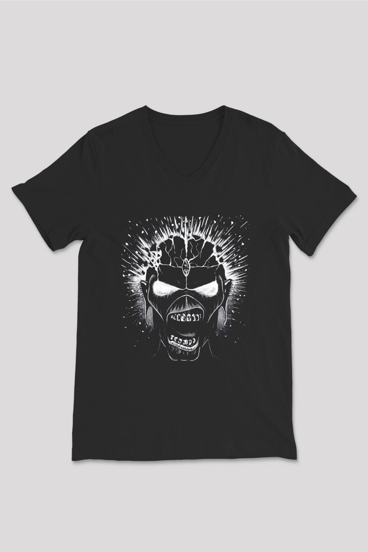 Iron Maiden Siyah Unisex V Yaka Tişört